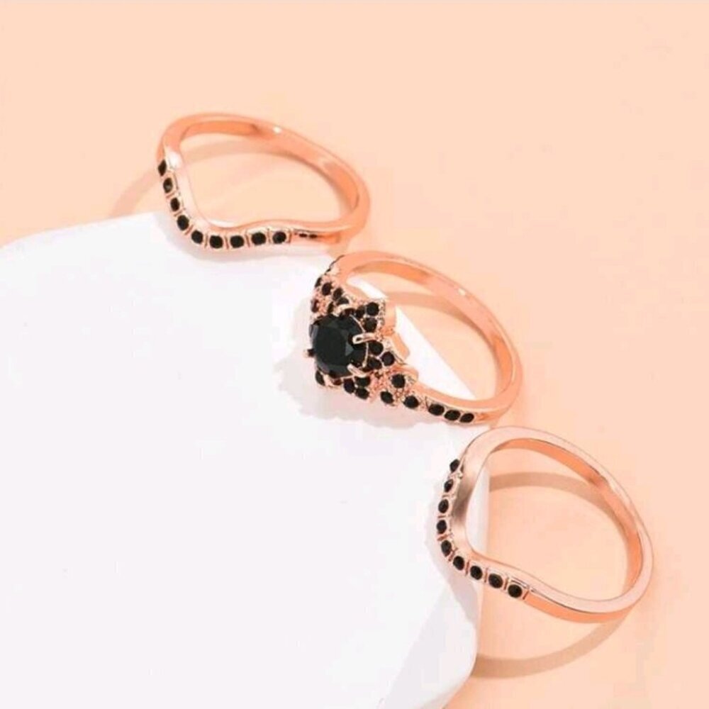 3 Pcs/ Set Rhinestone Decor Ring - Picture 2 of 7